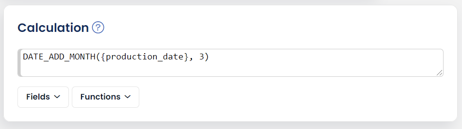 The AlisQI expression engine supports functions including expiry date calculation