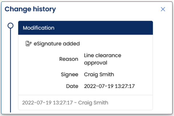 AlisQI eSignature feature - change history