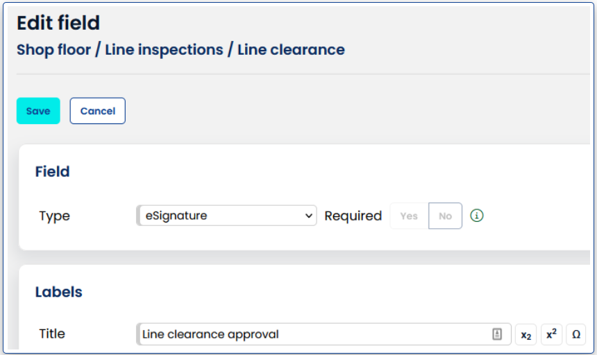 AlisQI esignature feature - edit field